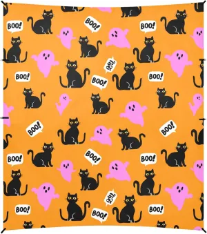 Burbuja Black Cats Pink Boo Beach Canopy Windproof Beach Tent Sun Shade with 4 Sandbags & Sand Shovel, Portable Sun Shelter for Family Camping Picnic