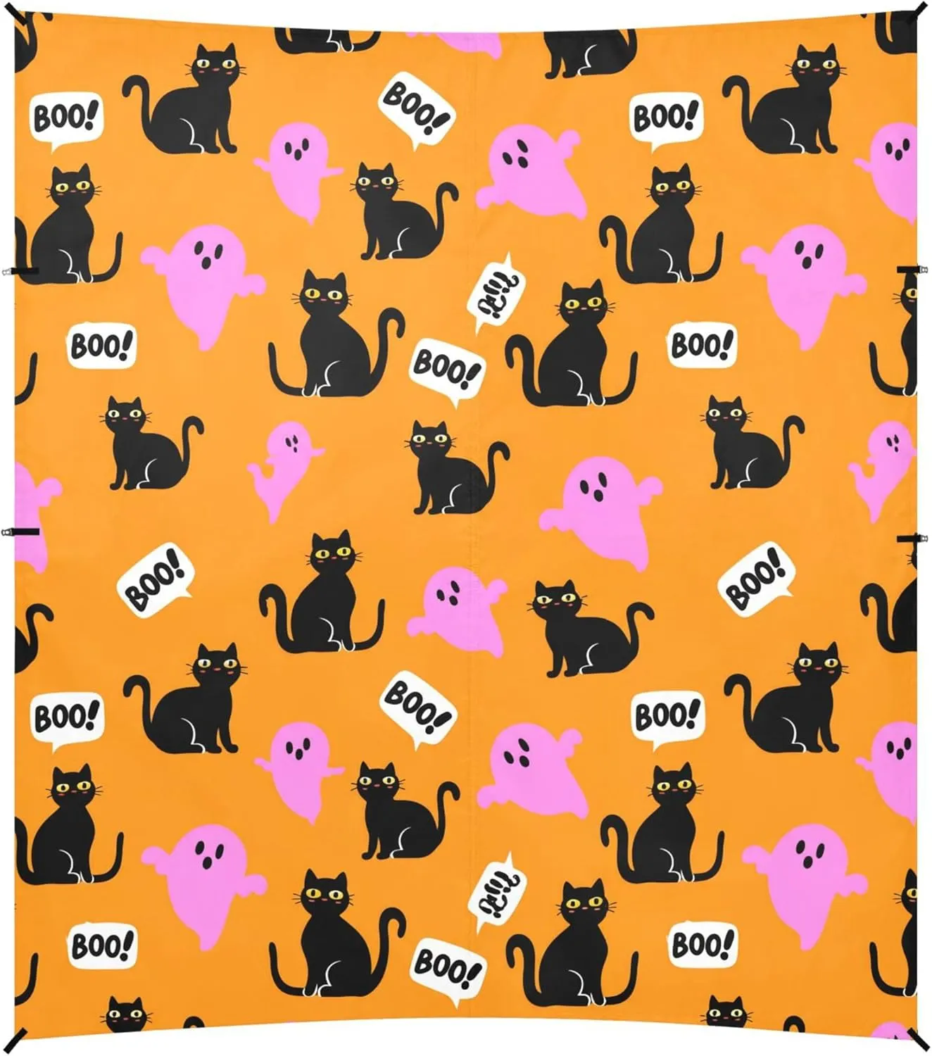 Burbuja Black Cats Pink Boo Beach Canopy Windproof Beach Tent Sun Shade with 4 Sandbags & Sand Shovel, Portable Sun Shelter for Family Camping Picnic