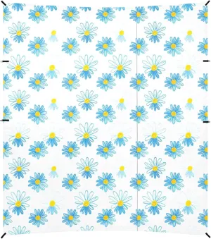 Burbuja Blue White Daisy Flowers Beach Canopy Windproof Beach Tent Sun Shade with 4 Sandbags & Sand Shovel, Portable Sun Shelter for Family Camping Picnic