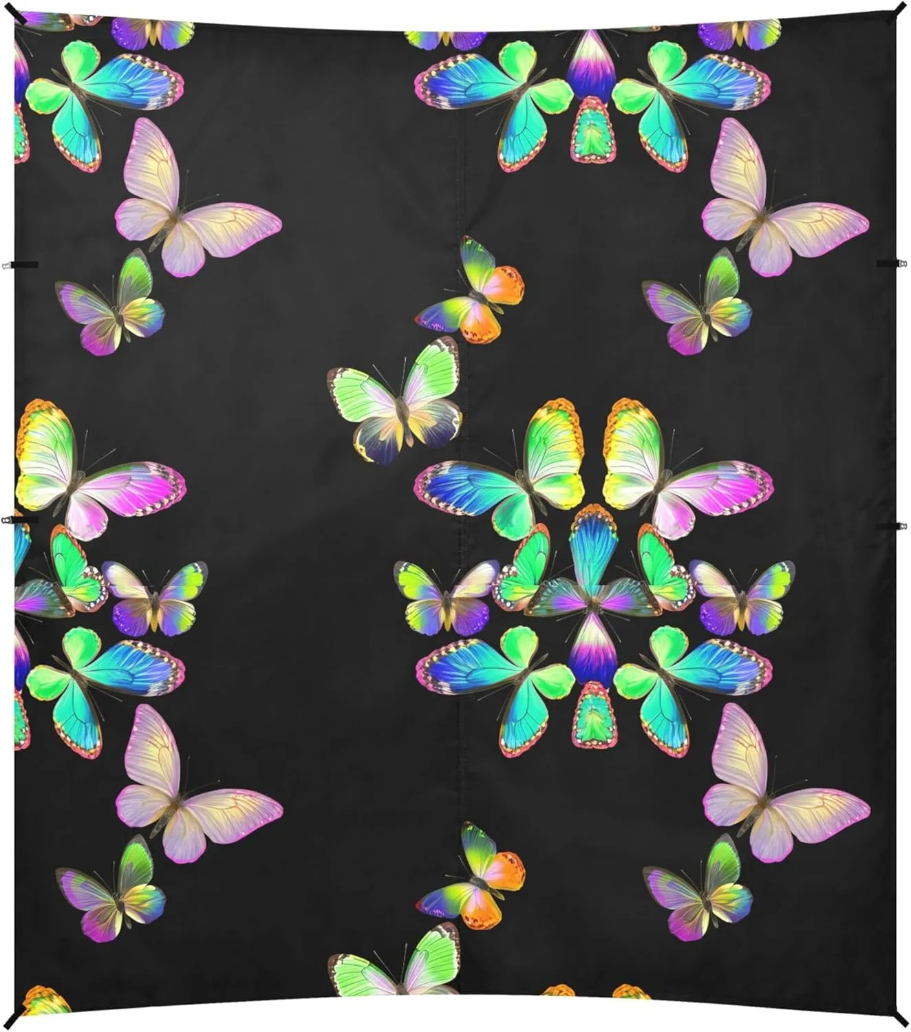 Burbuja Butterflies on Black Beach Canopy Windproof Beach Tent Sun Shade with 4 Sandbags & Sand Shovel, Portable Sun Shelter for Family Camping Picnic