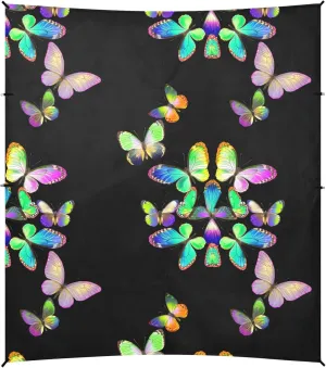 Burbuja Butterflies on Black Beach Canopy Windproof Beach Tent Sun Shade with 4 Sandbags & Sand Shovel, Portable Sun Shelter for Family Camping Picnic