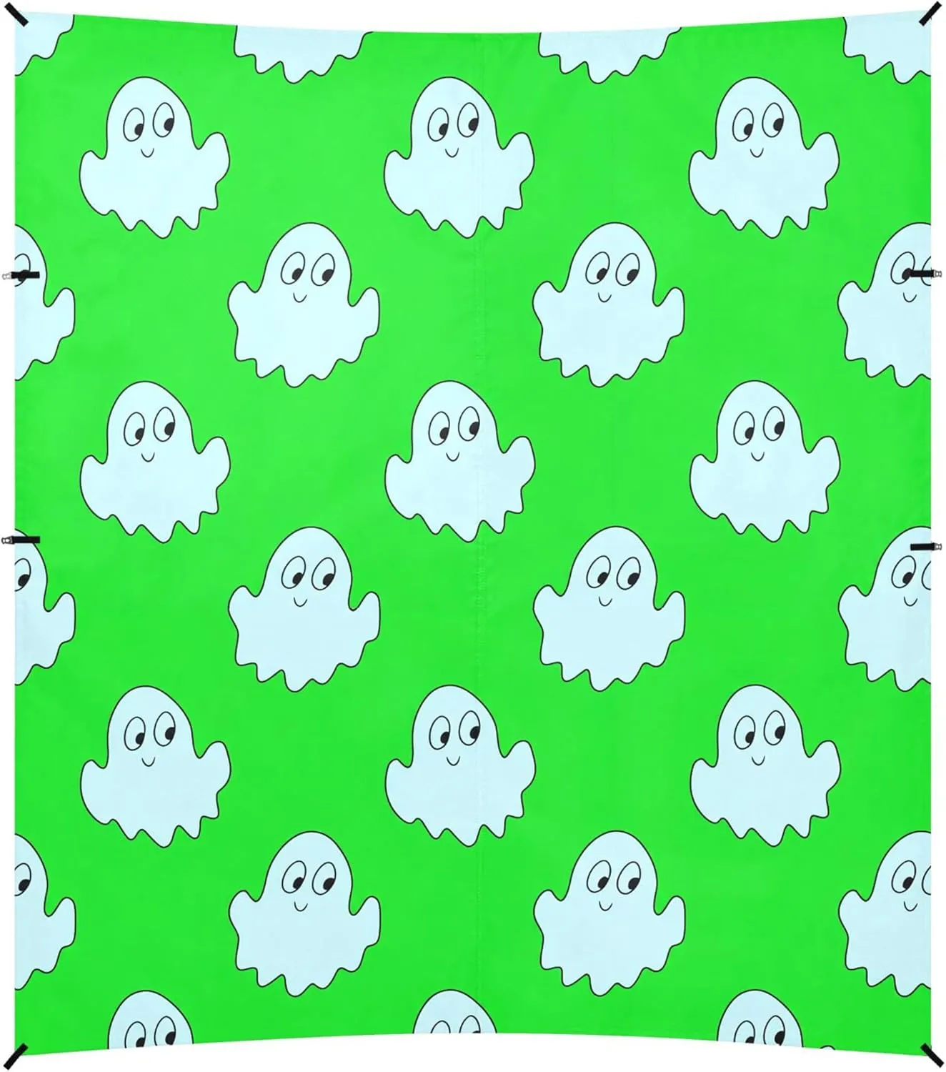 Burbuja Cartoon Ghosts on Green Beach Canopy Windproof Beach Tent Sun Shade with 4 Sandbags & Sand Shovel, Portable Sun Shelter for Family Camping Picnic