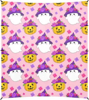 Burbuja Cute Ghosts Pumpkins Beach Canopy Windproof Beach Tent Sun Shade with 4 Sandbags & Sand Shovel, Portable Sun Shelter for Family Camping Picnic