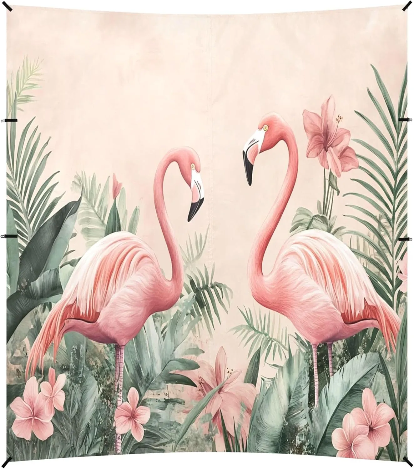 Burbuja Flamingos in Jungle Beach Canopy Windproof Beach Tent Sun Shade with 4 Sandbags & Sand Shovel, Portable Sun Shelter for Family Camping Picnic
