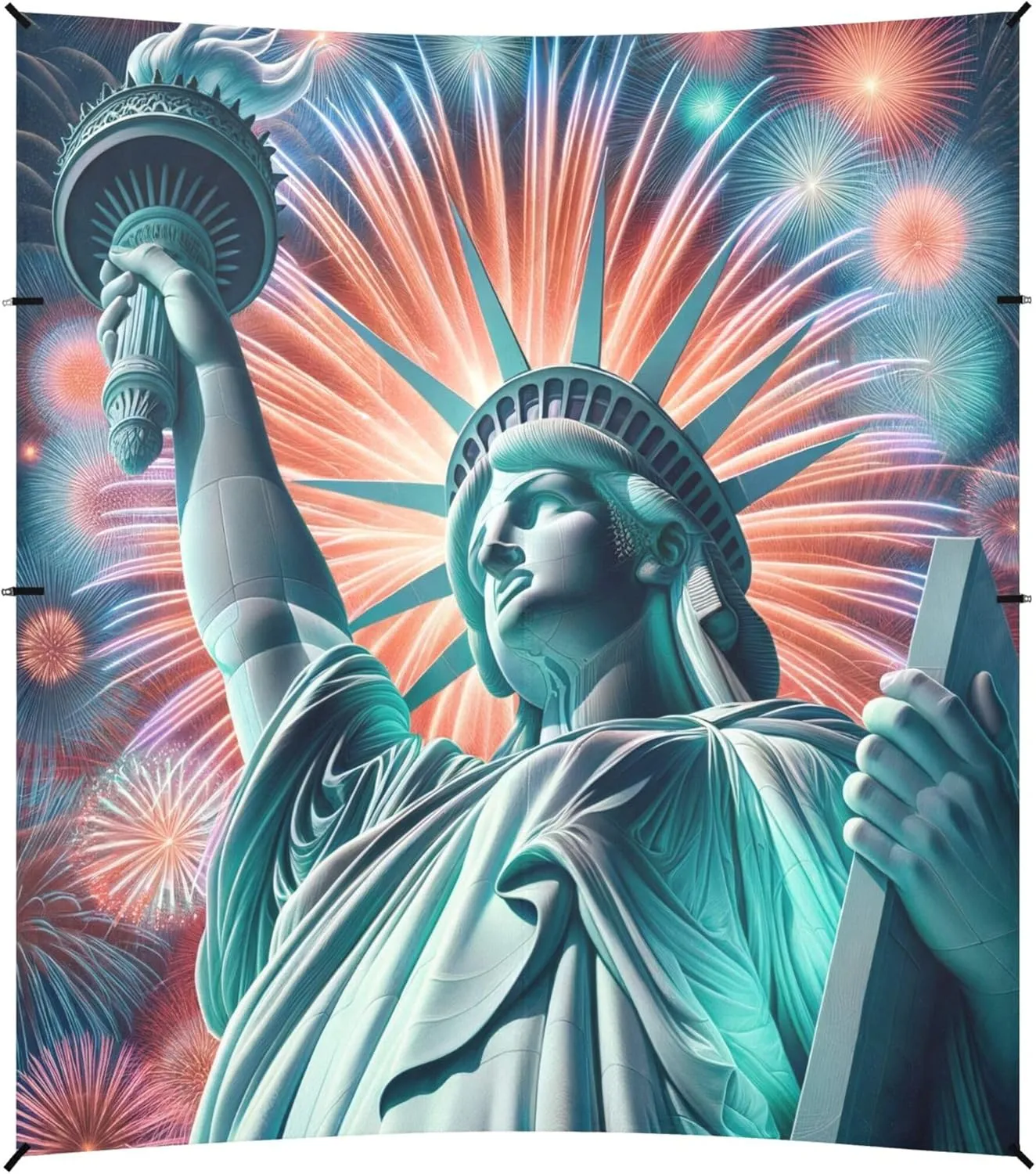 Burbuja Statue of Liberty Beach Canopy Windproof Beach Tent Sun Shade with 4 Sandbags & Sand Shovel, Portable Sun Shelter for Family Camping Picnic