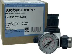 BWT Bestmax Pressure Regulator, Inline Pressure Reducer Valve with Gauge, Manometer, Female 3/8" x Male 3/8", Compatible with BWT Bestmax Filter Head, for Espresso Machines & Water Filtration System