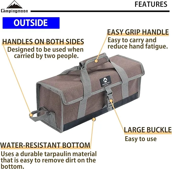 CAMPINGMOON Bottom Waterproof Outdoor Camping Tent Stakes Hammer Multi-Container Storage Box Bag (Canvas, M size(17.7-inch length, B-155C))