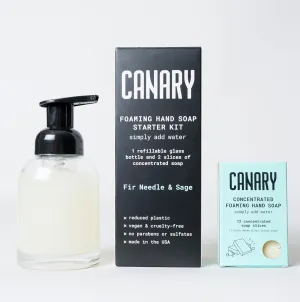 Canary Foaming Hand Soap Bars Kit - Refillable Zero Waste Hand Wash Concentrate with Coconut Oil - All Natural, Moisturizing, Organic, Non Toxic, Fir and Sage, 1 Bottle, 14 refills