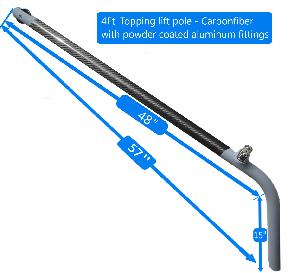 Carbon Fiber Topping Lift Pole  - Powder coated hardware (3Ft or 4Ft.)