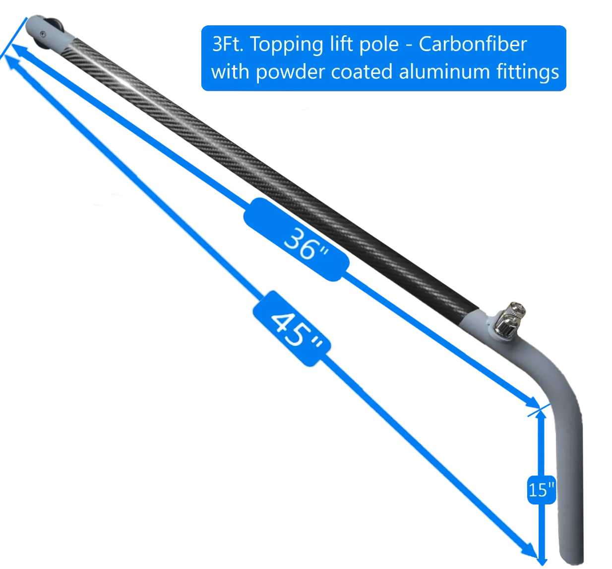 Carbon Fiber Topping Lift Pole  - Powder coated hardware (3Ft or 4Ft.)