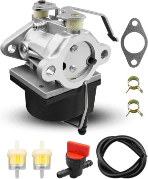 Carburetor Fit for Coleman Powermate 6875 Generator with 11HP Tecumseh Engine, with Fuel Filter & Fuel Line & Gasket & Oil Pipe Buckles & Fuel Shut Off Valve Switch