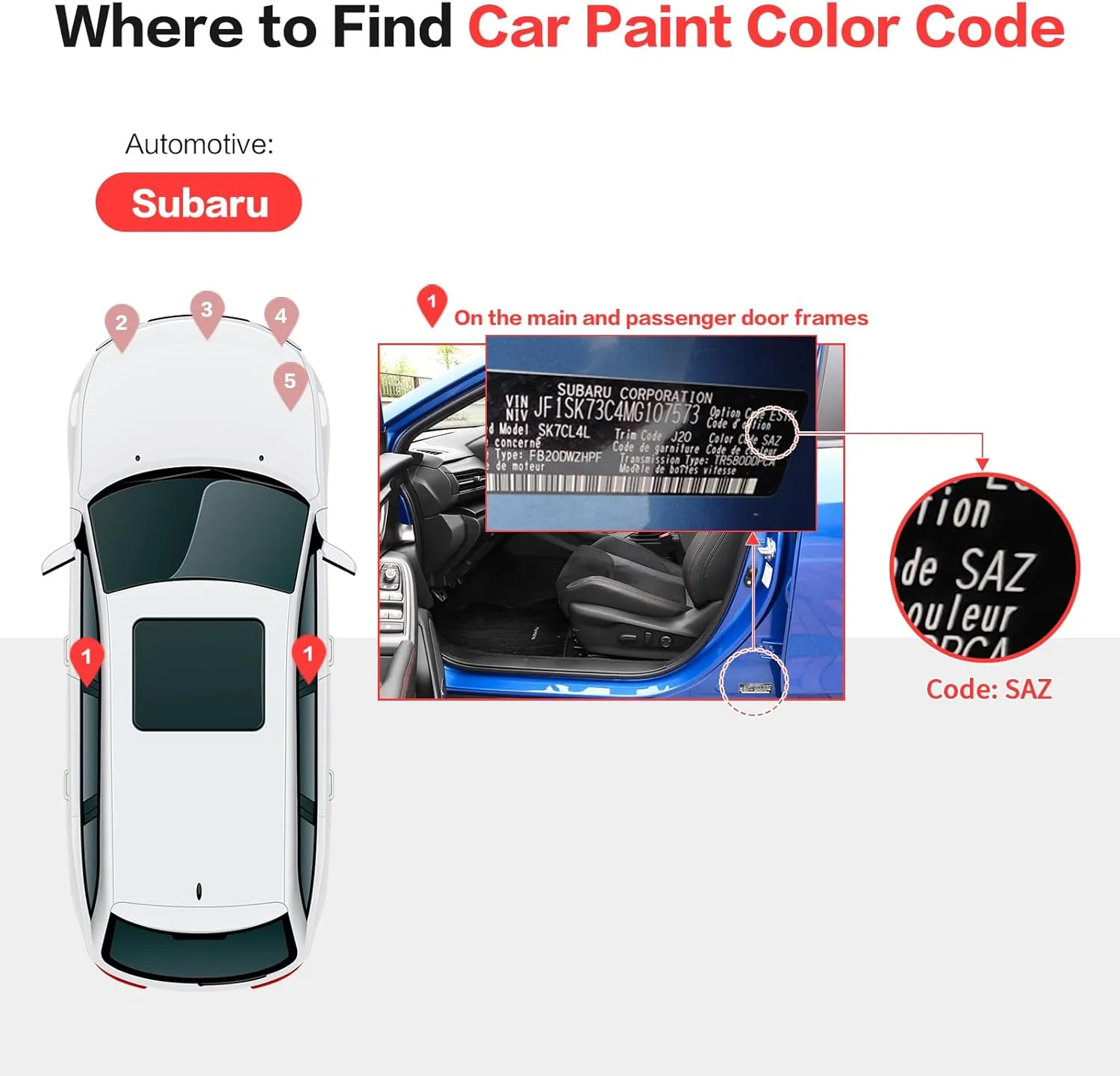 Carhoo K1X Crystal White Pearl Compatible with Subaru Exact Match Touch Up Paint Pen