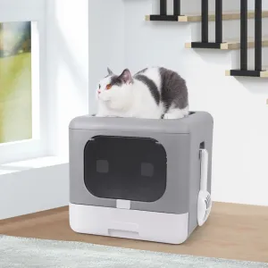 Cat Litter Box Foldable Top Entry Litter BoxCat Litter Scoop Drawer for Medium and Large Cats