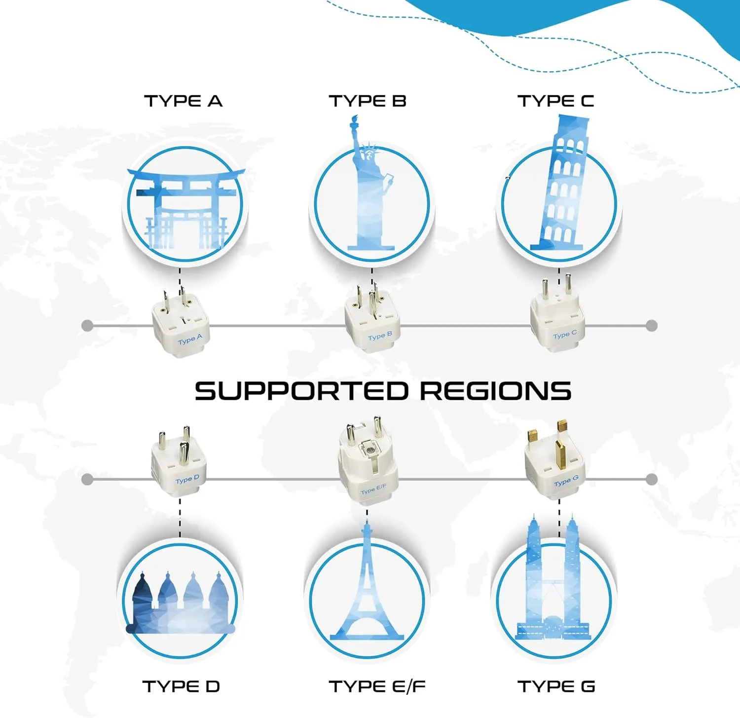 Ceptics Travel Adapter with Types A-M Plugs, Travel Plug Adapter Set Compatible with Power Sockets in All Continents, Compact World International Plug Adaptor Kit, Set of 12,GP-12PK