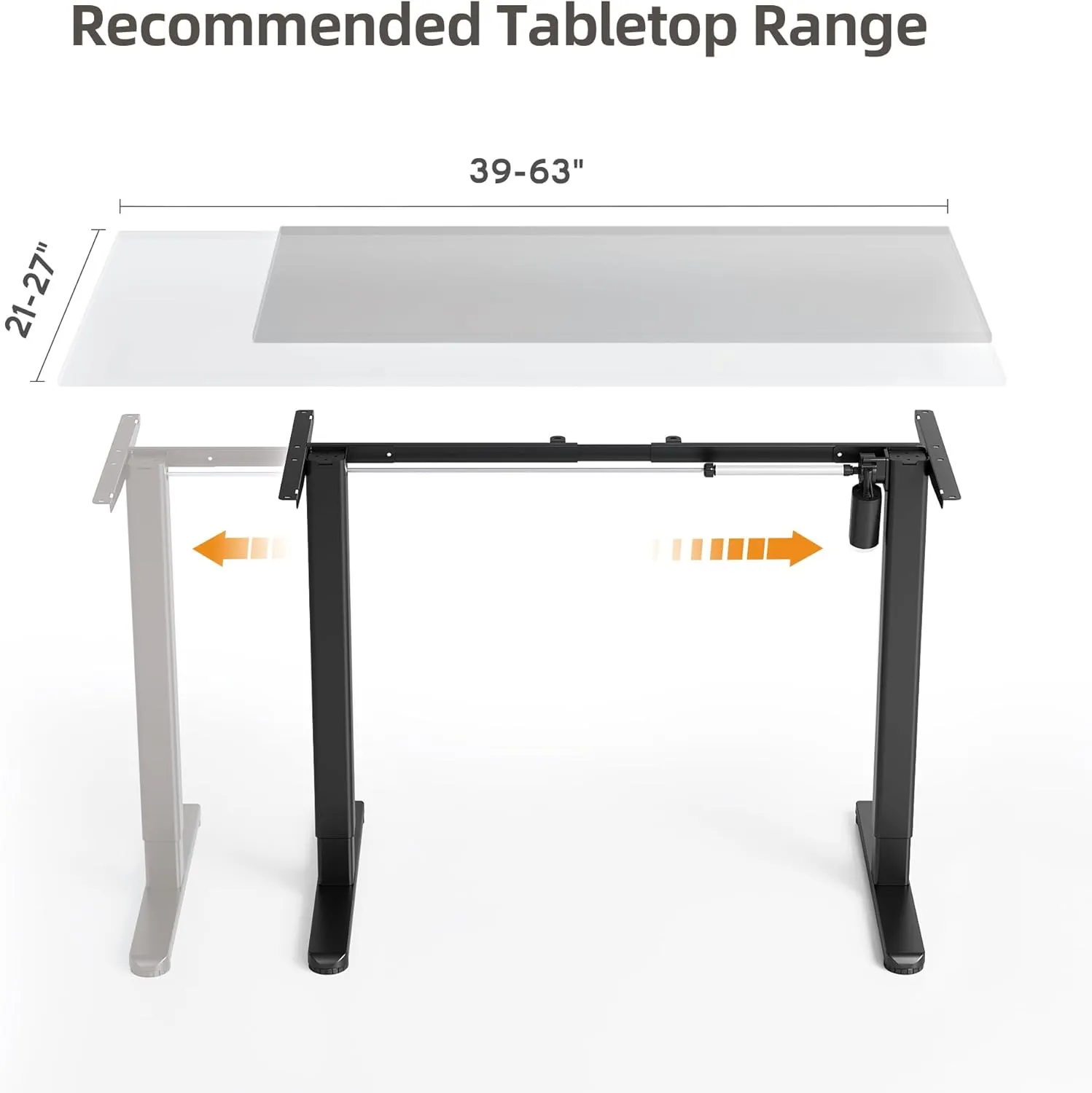 Claiks Standing Desk Frame, Electric Stand Up Desk Legs Frame Workstation Up to 63",T-Shaped Adjustable Standing Computer Desk for Home and Office, (Black Frame only)