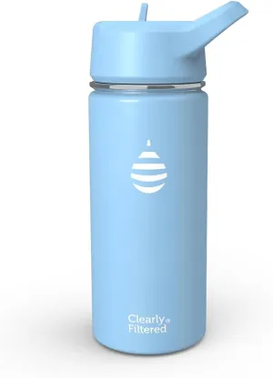 Clearly Filtered Water Bottle | Removes 220  Contaminants, Double-Wall Insulated Stainless Steel, BPA/BPS Free, Phthalate Free, Filters Flouride Lead Chlorine (16oz, Sky Blue)
