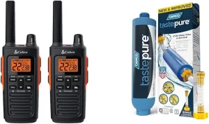 Cobra RX680 38-Mile Walkie Talkies (2-Pack) & Camco RV Water Filter - 6-Step Filtration, Made in USA
