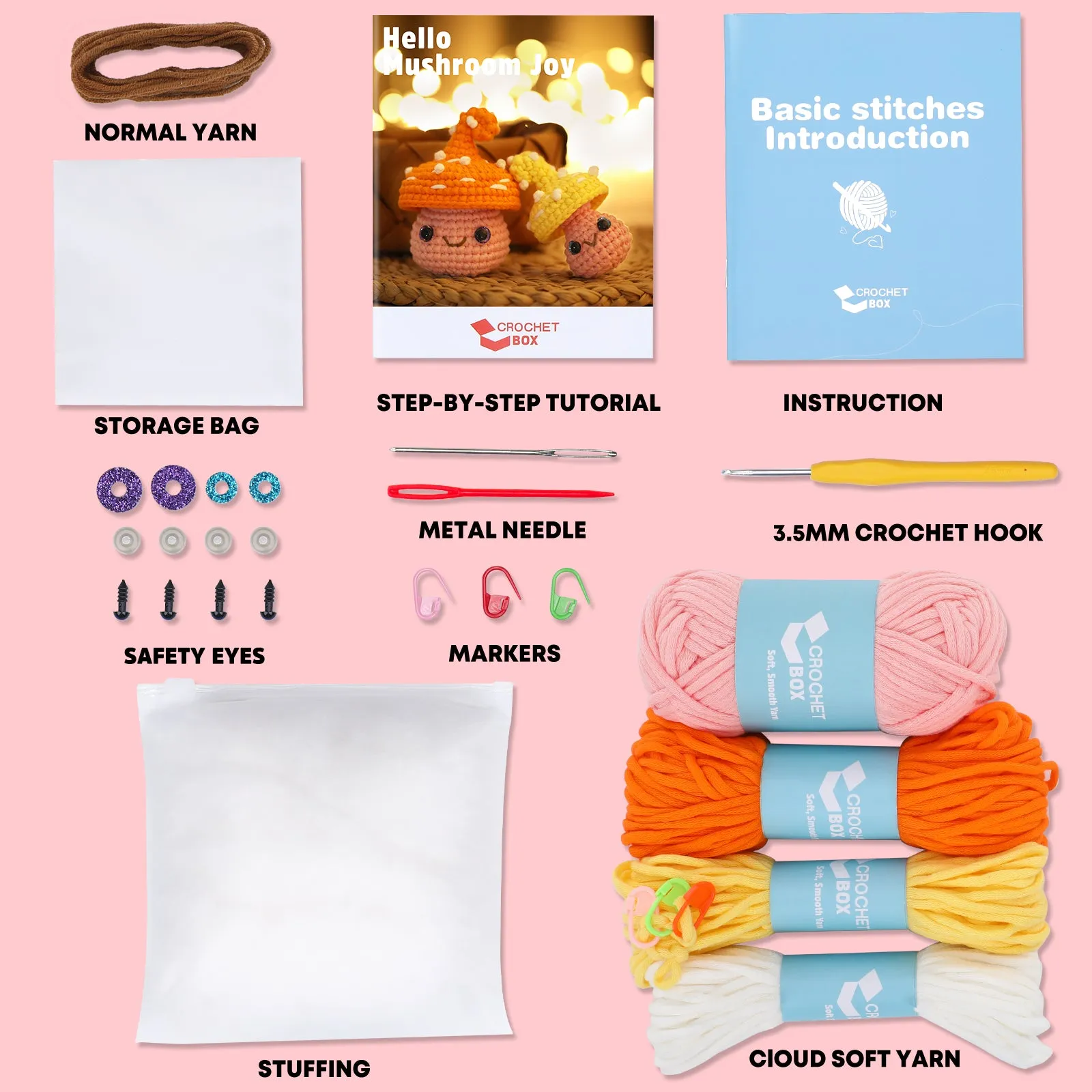 Complete Crochet Kit for Beginners——Hello Mushroom Joy