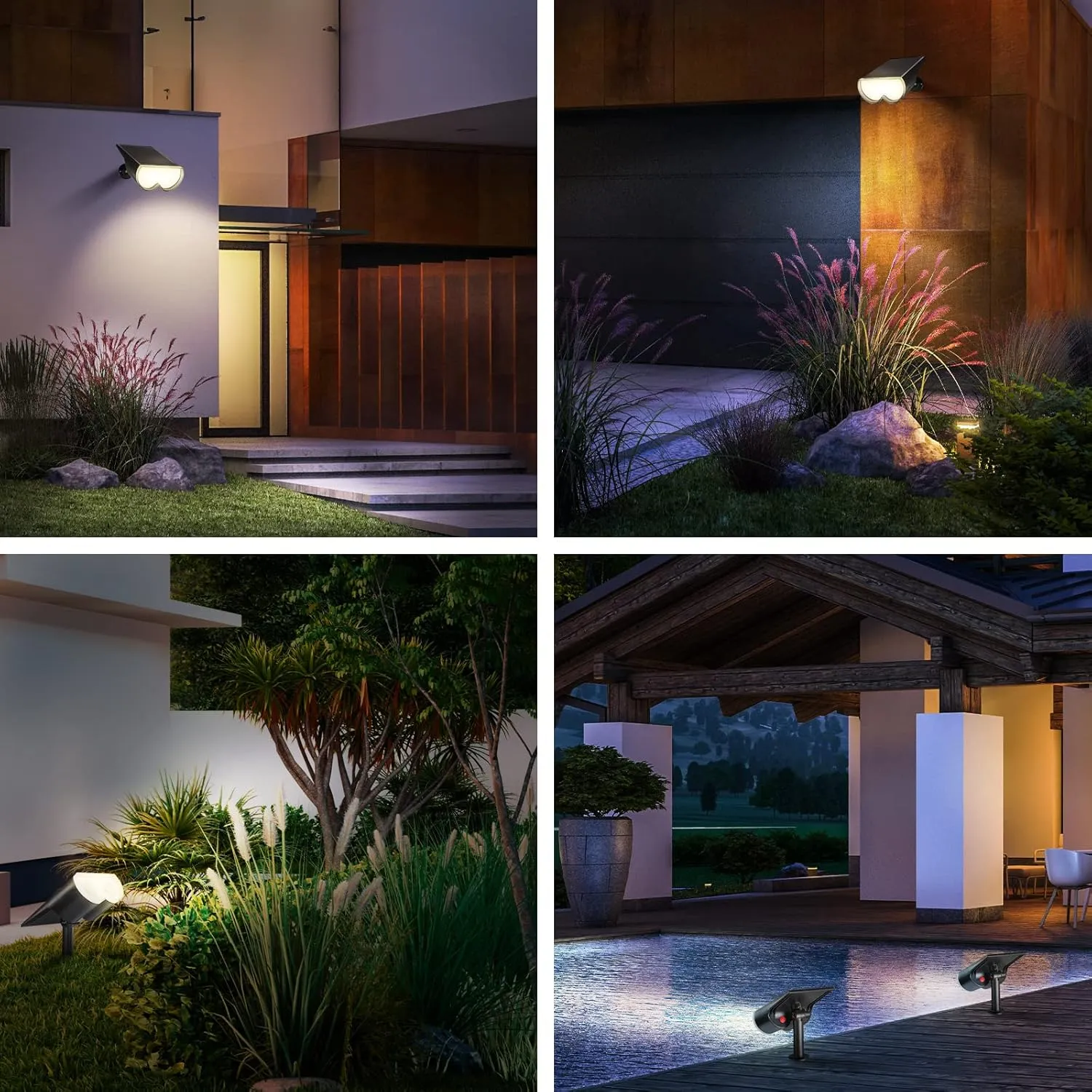 Consciot Solar Spot Lights Outdoor, 16 LEDs IP67 Waterproof Auto On/Off Landscape Spotlights, 2-in-1 Adjustable Wall Lights for Garden Yard Pathway, 2 Pack (Warm White)