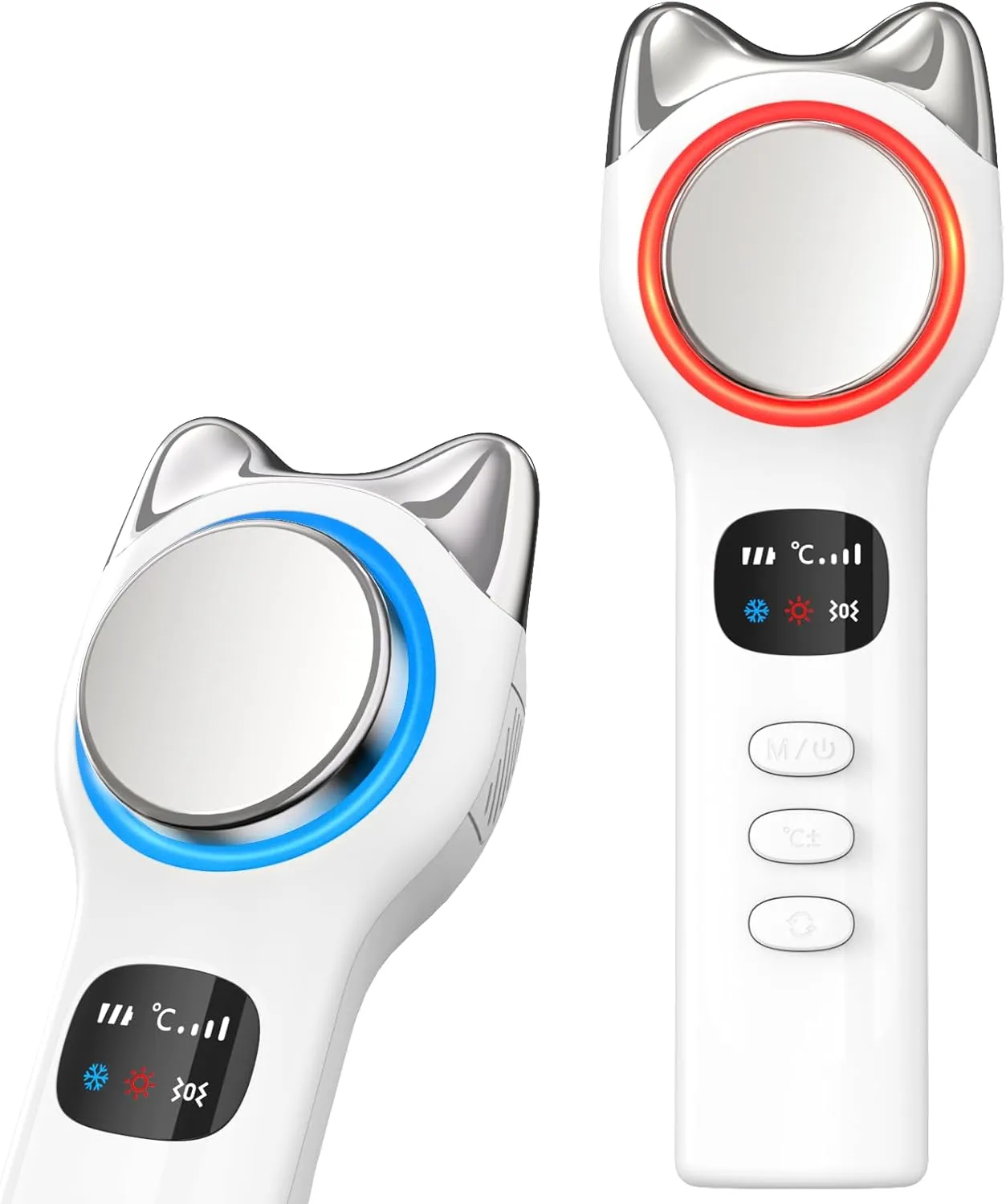 Cool and Hot Facial Firming Device, Light Face Tool with Vibration, Facial Massager with 8-21°C Cold, 38-47°C Hot, Electric Skin Care Kit