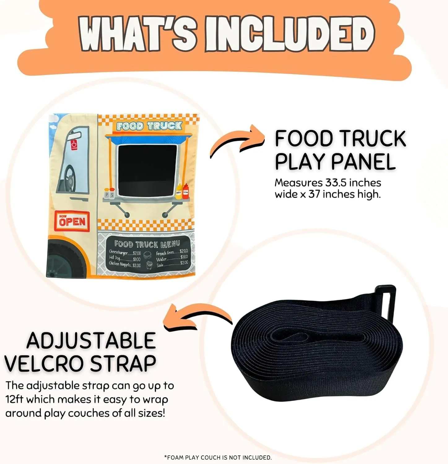 Couch Swag Play Panel for Childrens Foam Sofa Kids Couch (Food Truck)