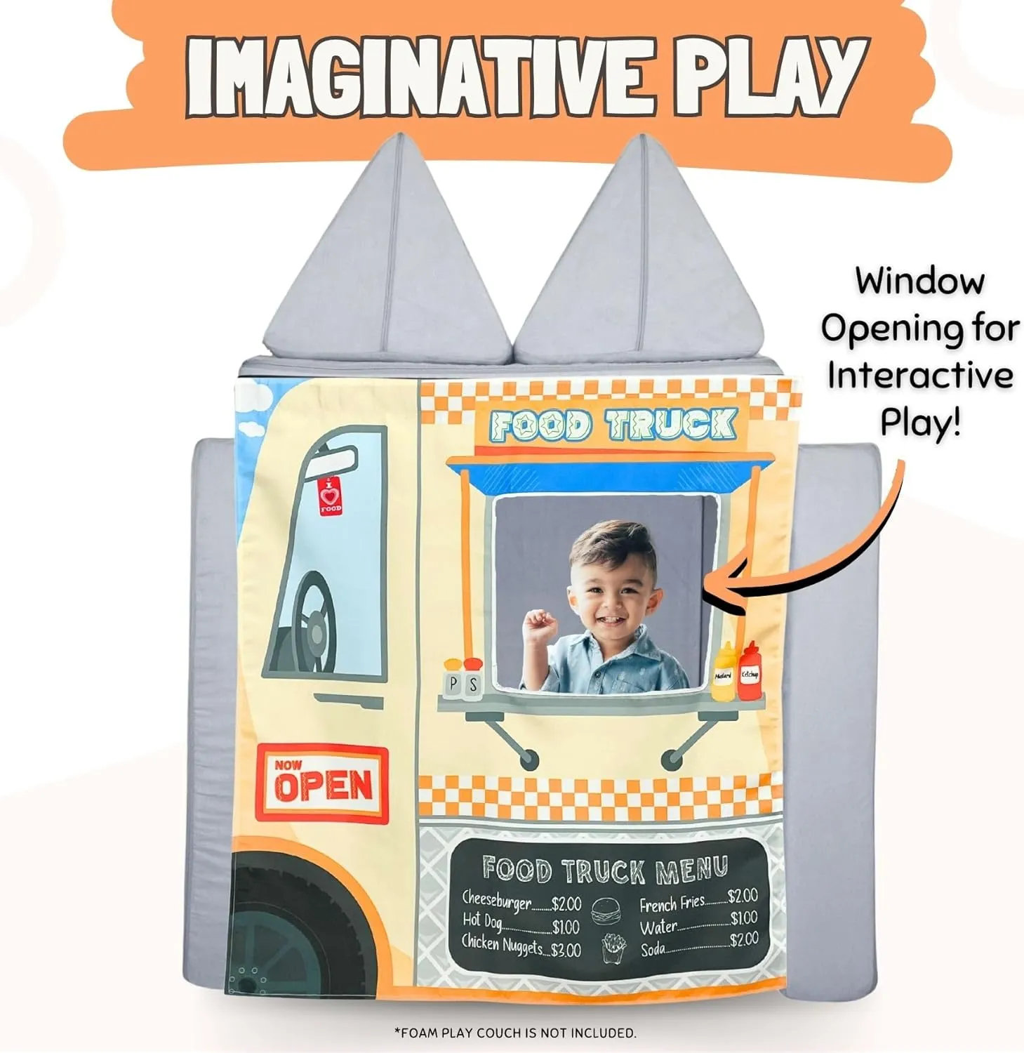 Couch Swag Play Panel for Childrens Foam Sofa Kids Couch (Food Truck)