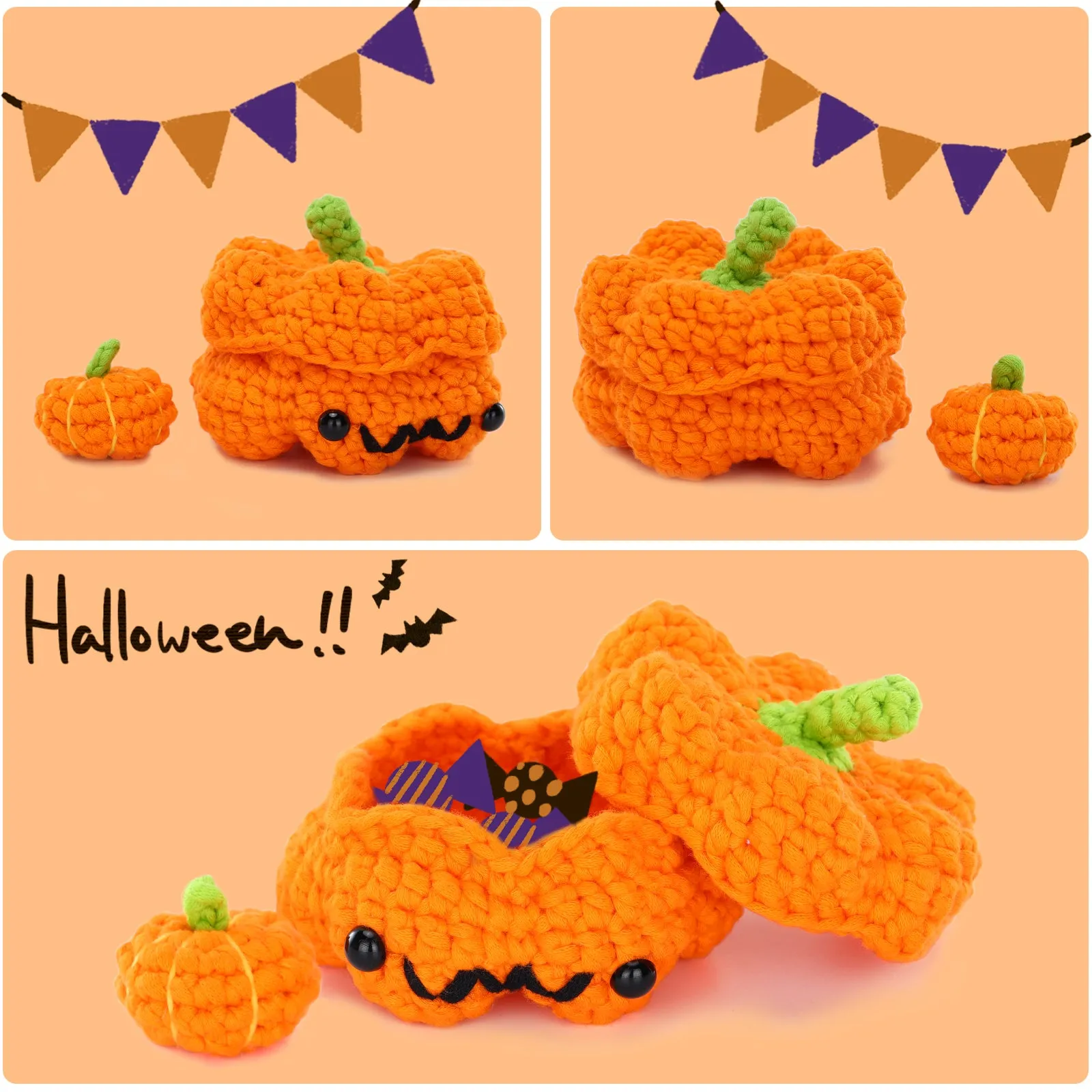 CROCHET BOX Crochet Kit for Beginners—— Pumpkin Storage