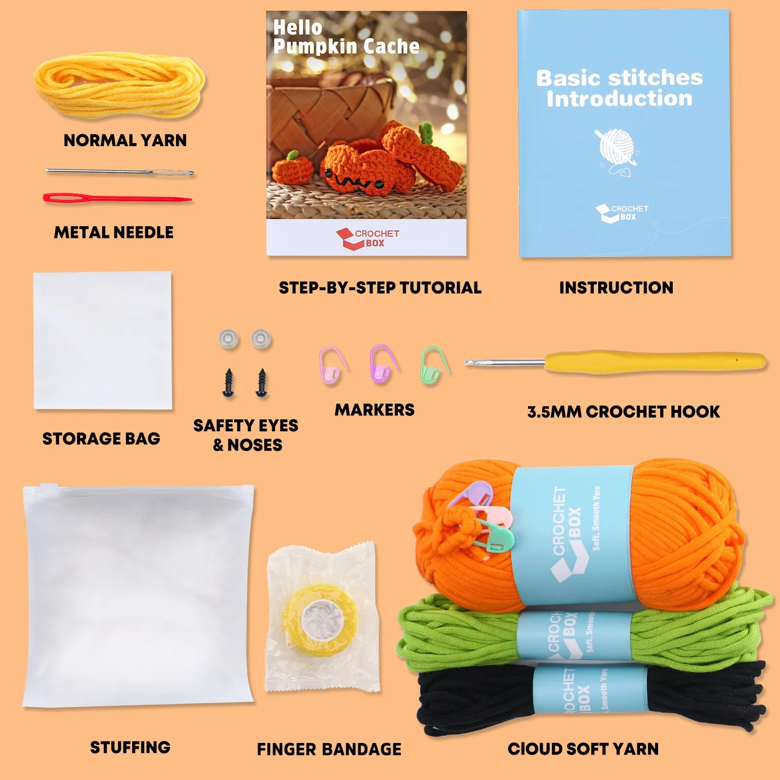 CROCHET BOX Crochet Kit for Beginners—— Pumpkin Storage