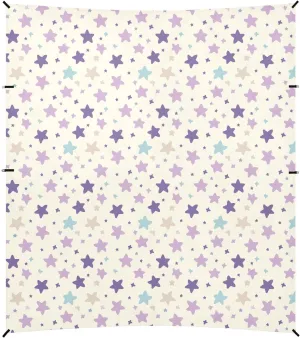 Cute Star Pastel Purple Blue Foldable Beach Cabana UPF50 Easy Setup Shade Sun Shelter with Sandbags and Shovel for Backyard and Camping