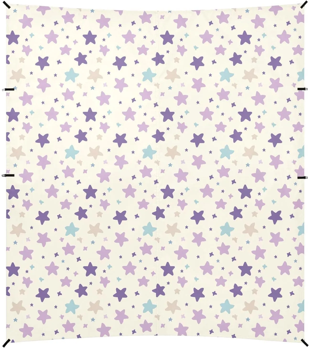 Cute Star Pastel Purple Blue Foldable Beach Cabana UPF50 Easy Setup Shade Sun Shelter with Sandbags and Shovel for Backyard and Camping