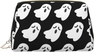 Cute White Ghost Halloween Pattern Travel-Ready Toiletry Bag, Compact Makeup Organizer For Women
