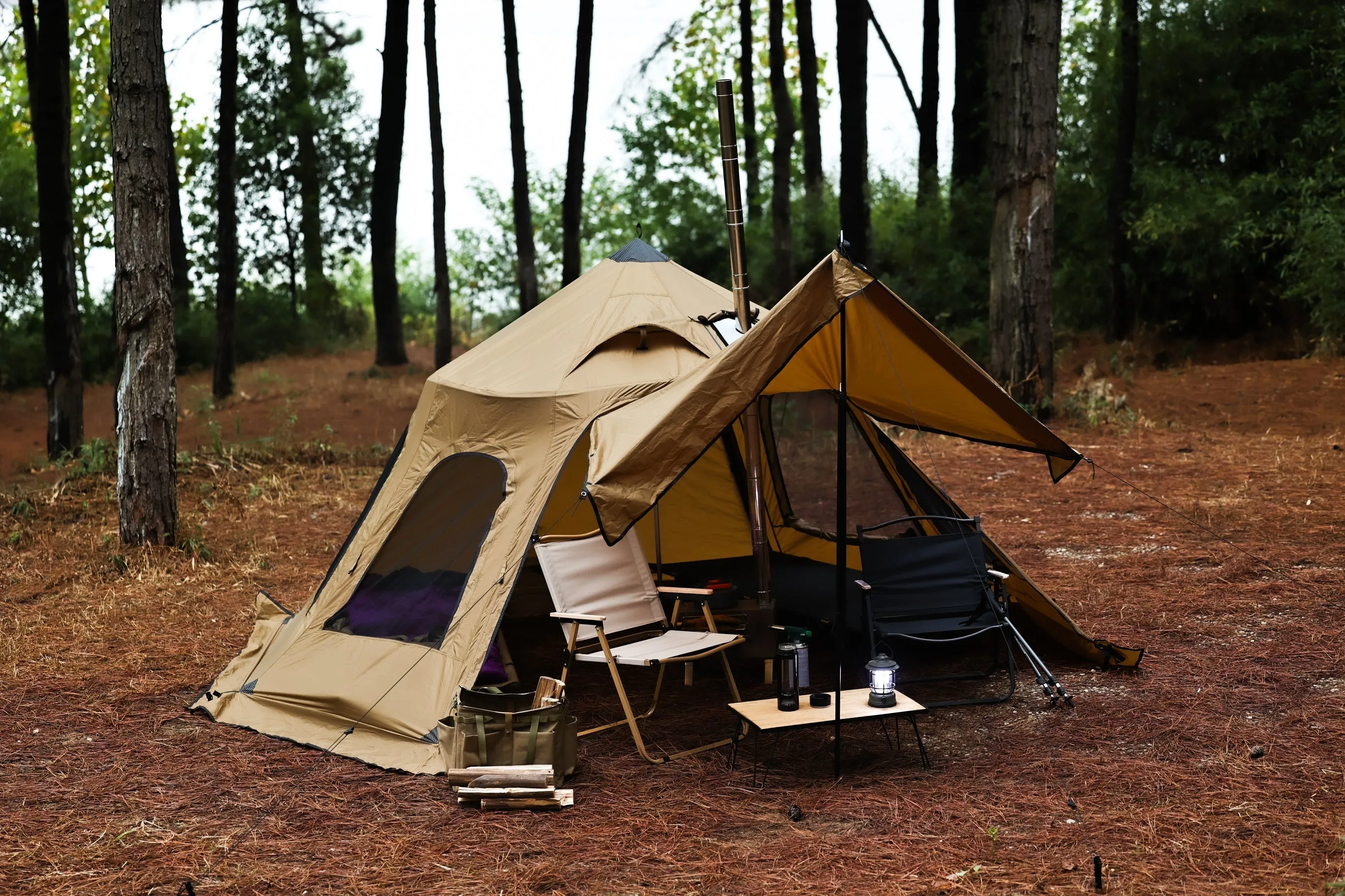 Dandelion Shell Bell-Shaped Camping Hot Tent Camping Tent 4 Season Tent Outdoor Tent Winter Tent 1-2 Person Tent for Camping Hiking Hunting Fishing Waterproof Windproof Lightweight