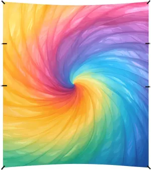 Darkorchid Tie Dye Background Rainbow Colors Tie-dye Pattern Foldable Beach Canopy UPF50  Easy Setup Portable Sun Shelter with Sturdy Poles, Sandbags and Shovel for Camping Trips, Fishing,