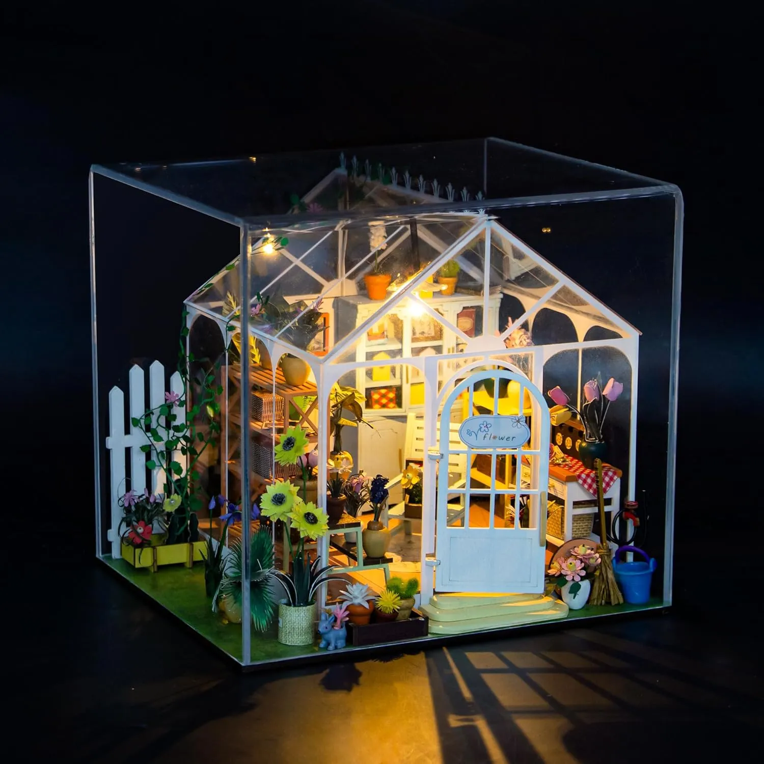 DIY Miniature House Kit for Adults, Easy Assemble Mini Greenhouse Dollhouse Building Model Sets, Tiny Wooden Garden House Hobby Crafts as Unique Gift Ideas or Home Decor