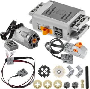 Domoni 15Pcs Power Function Motor Set 8293- M Motor Battery Box Switch Light Cable Compatible with Majoy Brands Technical Building Toys
