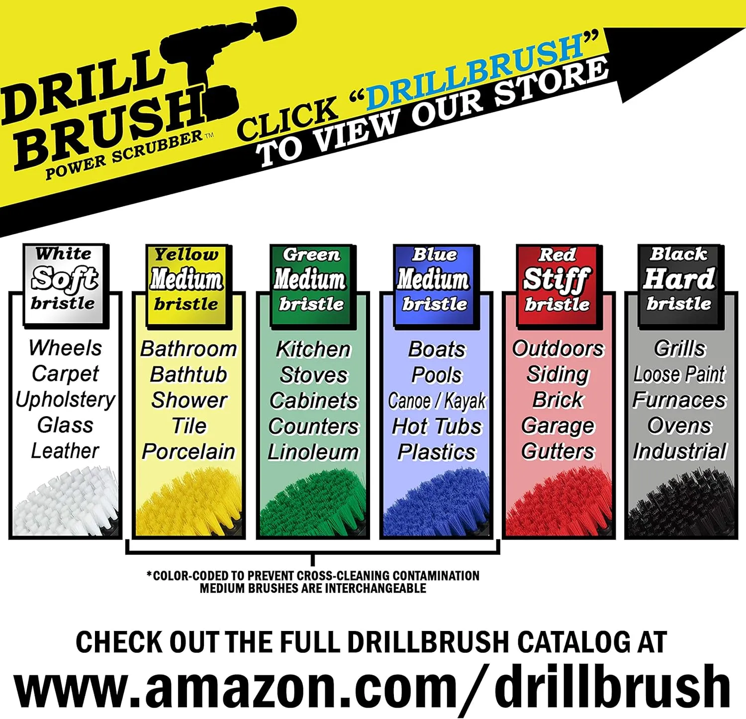 Drillbrush Blue – Boat Cleaning Drill Brush Attachment Set – Aluminum - Wood - Personal Watercraft Detailing - Fiberglass Hull Cleaning Kit - Kayak Accessories - Deck Brush