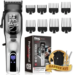 DSP Professional Hair Clipper for Men, Brushless Motor with 4CR DLC Ceramic Blade, Rechargeable Cordless Hair Cutting Kit- Gift for Men (Silver)