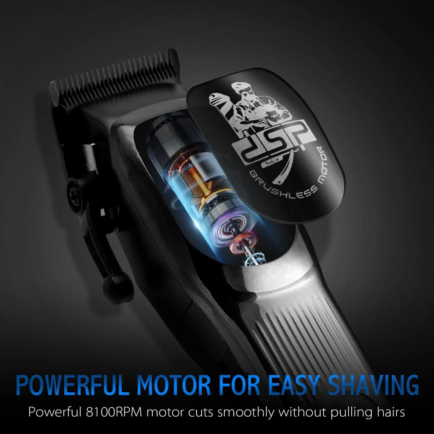 DSP Professional Hair Clipper for Men, Brushless Motor with 4CR DLC Ceramic Blade, Rechargeable Cordless Hair Cutting Kit- Gift for Men (Silver)