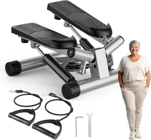 DUMOS Steppers for Exercise at Home, Mini Stair Stepper with Resistance Bands, Portable Full Body Workout Stepper Machine