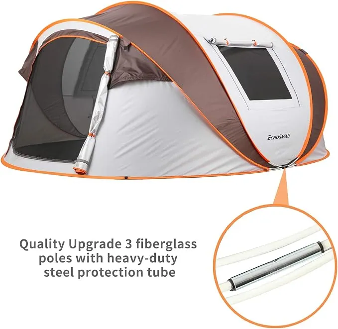 EchoSmile Camping Instant Tent, 2/4/6/8/10 Person Pop Up Tent, Water Resistant Dome Tent, Easy Setup for Camping Hiking and Outdoor, Portable Tent with Carry Bag, for 3 Seasons…