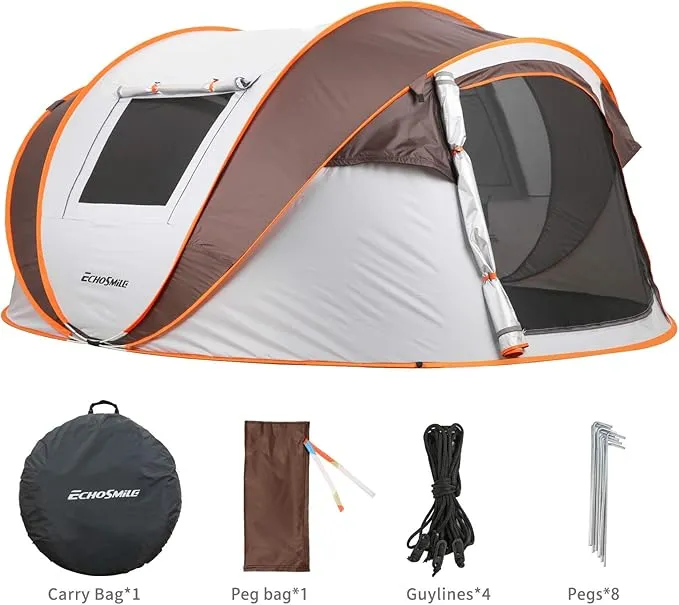 EchoSmile Camping Instant Tent, 2/4/6/8/10 Person Pop Up Tent, Water Resistant Dome Tent, Easy Setup for Camping Hiking and Outdoor, Portable Tent with Carry Bag, for 3 Seasons…