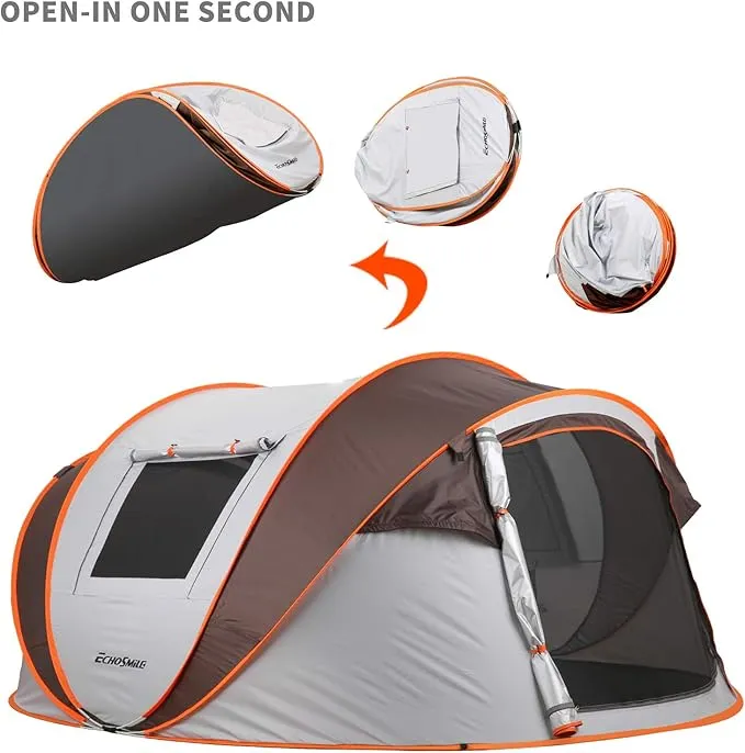 EchoSmile Camping Instant Tent, 2/4/6/8/10 Person Pop Up Tent, Water Resistant Dome Tent, Easy Setup for Camping Hiking and Outdoor, Portable Tent with Carry Bag, for 3 Seasons…