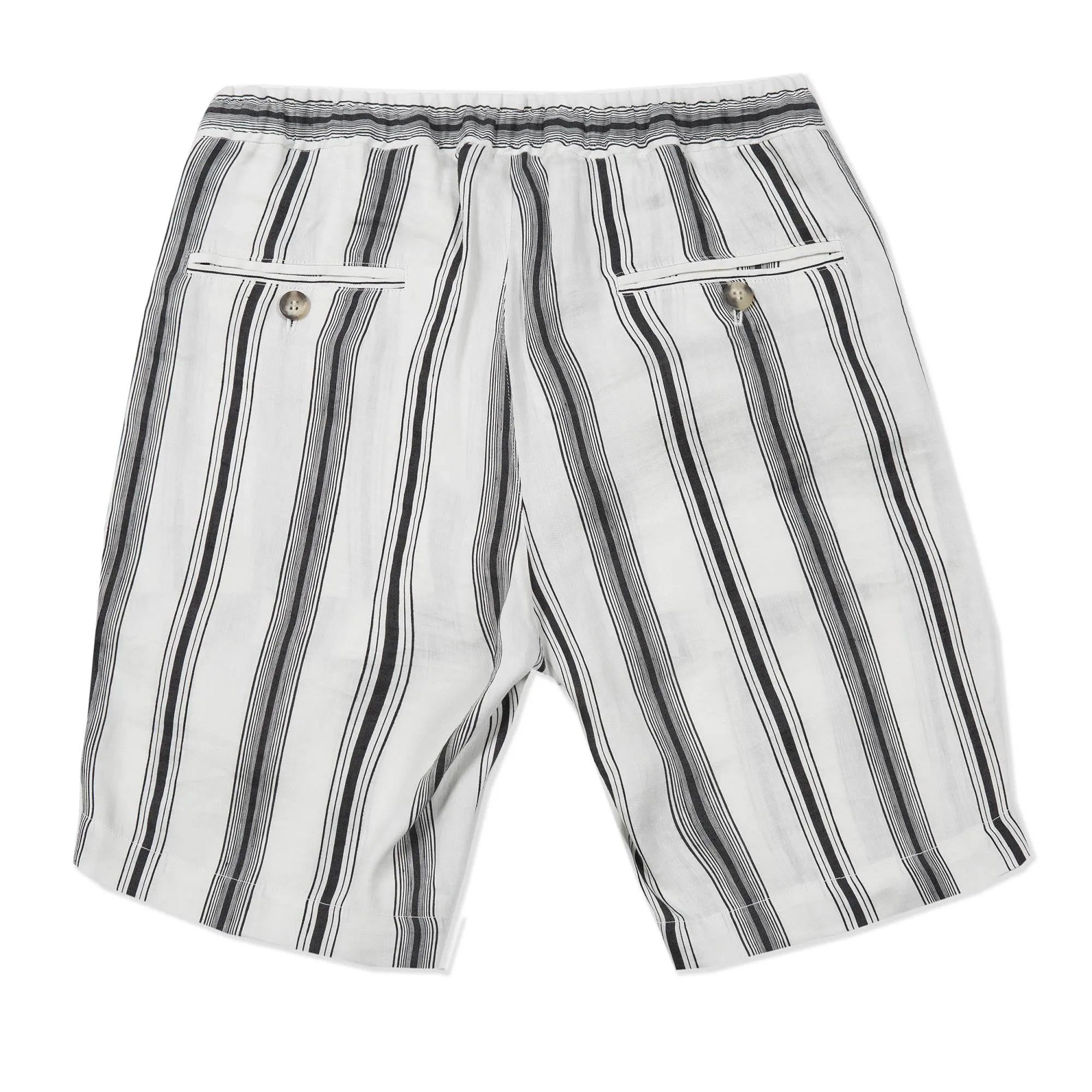 ELASTICATED LINEN AND SILK STRIPED SHORT WITH DRAWSTRING