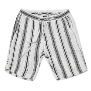 ELASTICATED LINEN AND SILK STRIPED SHORT WITH DRAWSTRING