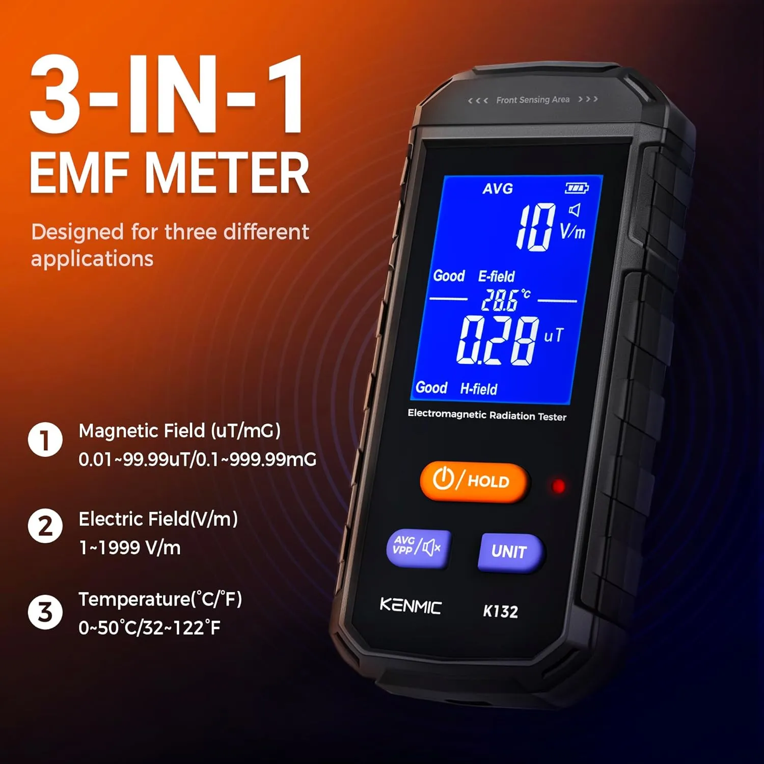 EMF Meter - Rechargeable Handheld Electromagnetic Field Detector with Digital LCD - Ideal for Home, Office, Outdoors, and Ghost Hunting