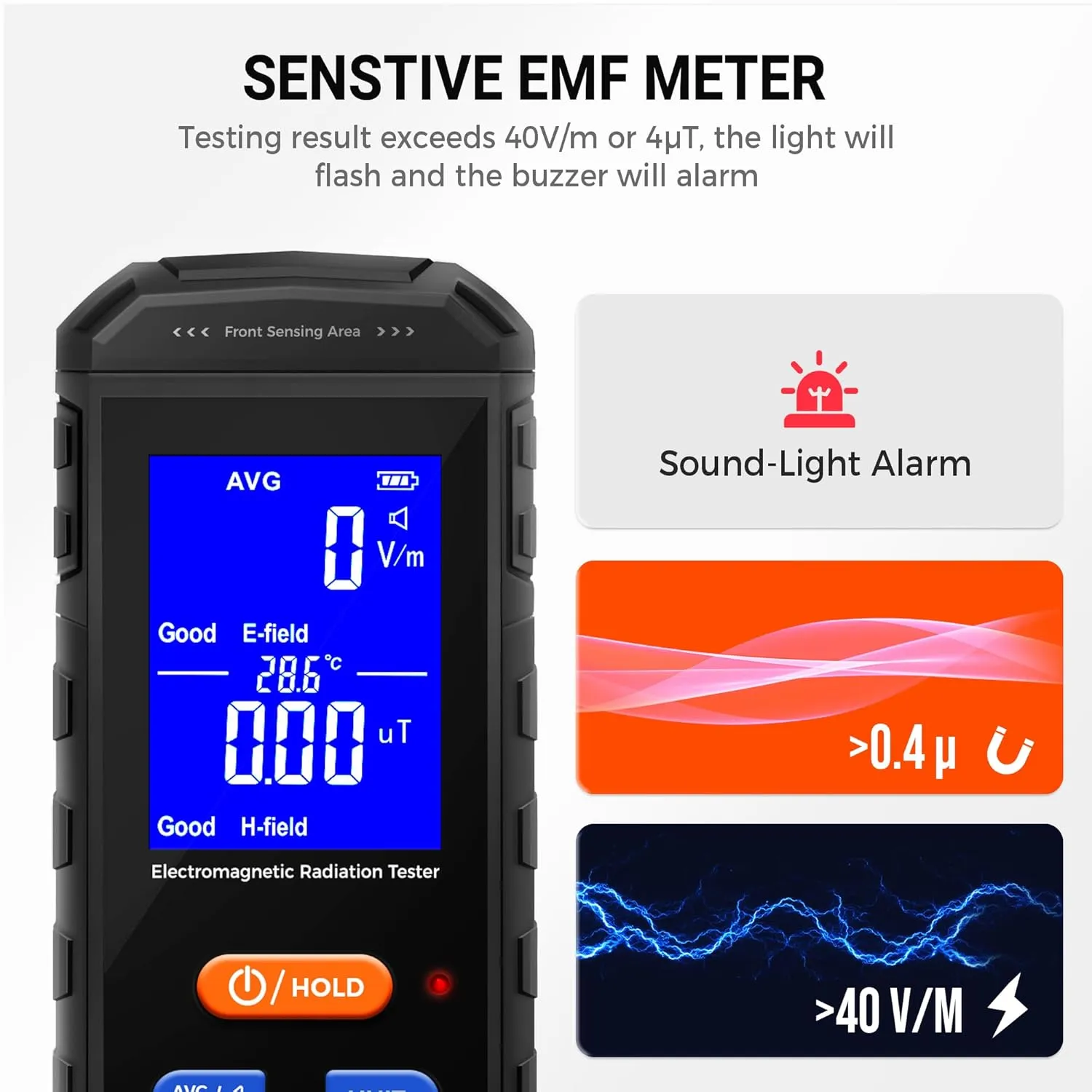 EMF Meter - Rechargeable Handheld Electromagnetic Field Detector with Digital LCD - Ideal for Home, Office, Outdoors, and Ghost Hunting