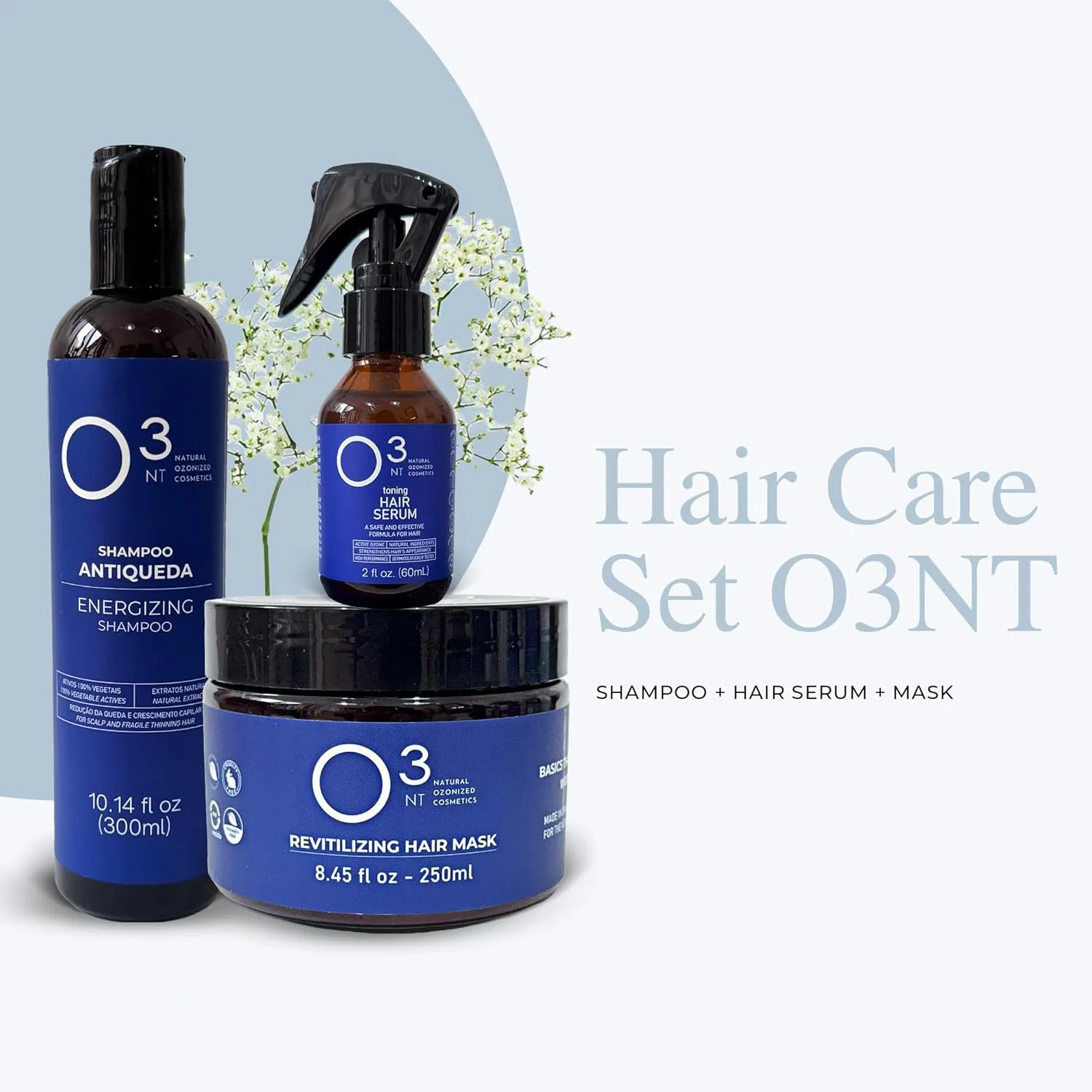 Energizing Shampoo   Revitalizing Mask   Hair Serum - High-Performance Natural Hair Treatment - Ozone Therapy - Strengthens Hair Appearance - Shampoo 10.14 Fl Oz Mask 7.05Fl Oz Serum 2.03 Fl Oz