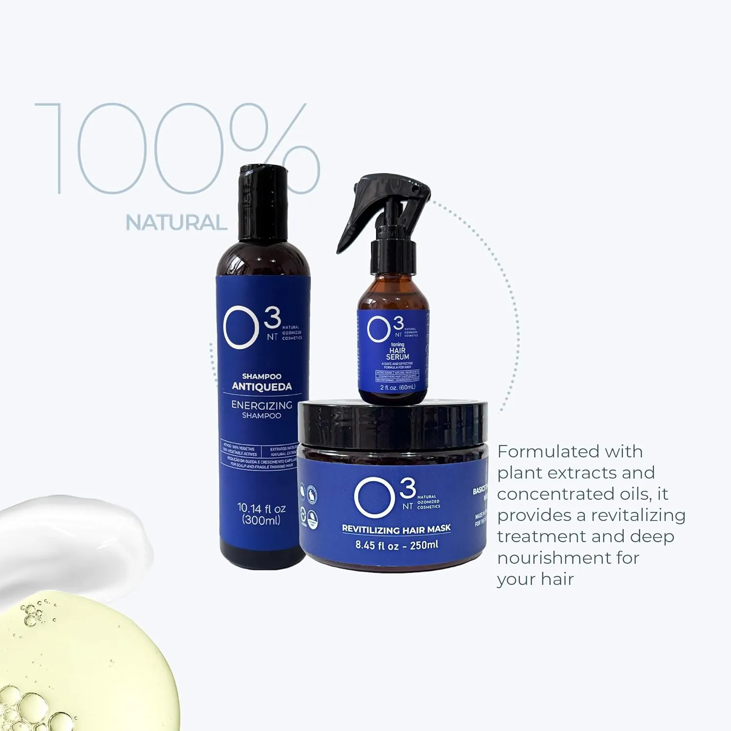 Energizing Shampoo   Revitalizing Mask   Hair Serum - High-Performance Natural Hair Treatment - Ozone Therapy - Strengthens Hair Appearance - Shampoo 10.14 Fl Oz Mask 7.05Fl Oz Serum 2.03 Fl Oz