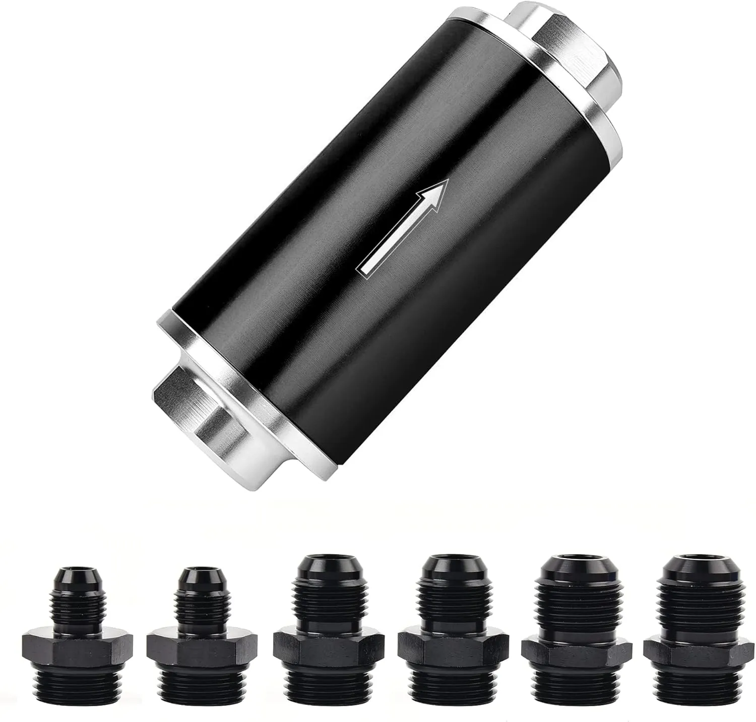 EVIL ENERGY Inline Fuel Filter 100 Micron with 6AN 8AN 10AN Adapter Universal 50MM