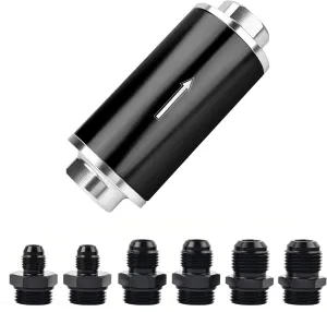 EVIL ENERGY Inline Fuel Filter 100 Micron with 6AN 8AN 10AN Adapter Universal 50MM